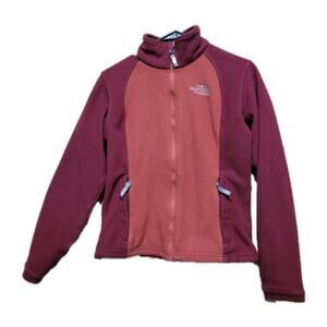 Vtg The North Face Full Zip Fleece Jacket Womens Medium Burgundy Orange